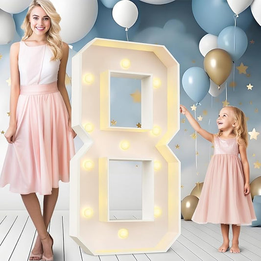 Ledido 4FT Marquee Light Up Numbers 8, Easy to Assemble Marquee Numbers 4 Feet Tall for Indoor & Outdoor Events, Large Lighted Number for Birthday Graduation Baby Shower Anniversary Party Decorations