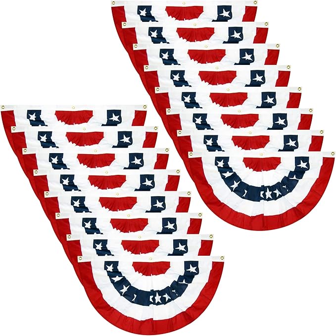 EBaokuup 16 Pcs USA Patriotic Pleated Fan Flags-3 x1.5 Ft American US Flag Bunting Banner Patriotic Bunting Flag Stars and Stripes Flag Bunting for Memorial Day The 4th of July and Labour Day