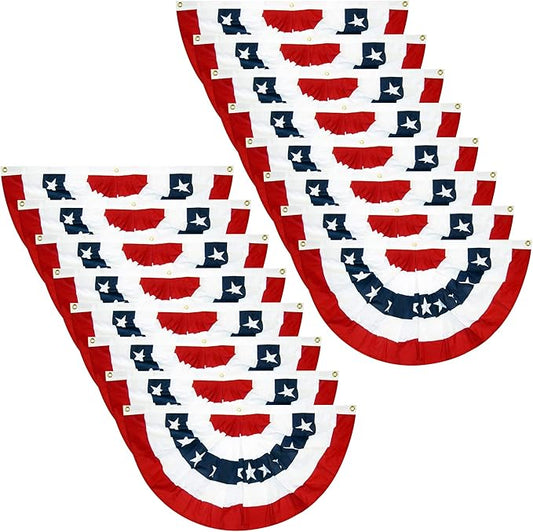 EBaokuup 16 Pcs USA Patriotic Pleated Fan Flags-3 x1.5 Ft American US Flag Bunting Banner Patriotic Bunting Flag Stars and Stripes Flag Bunting for Memorial Day The 4th of July and Labour Day