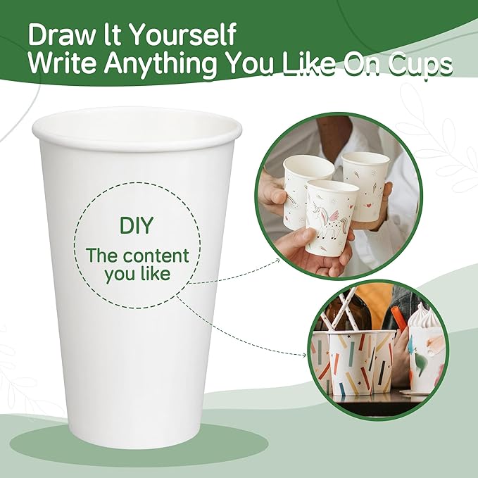Coffee Cups 8 oz 1000 Pack, Disposable Paper Cups for Hot Beverage Drinkings, White Hot Bulk Paper Cups Suitable for Party, Picnic, Travel, and Events
