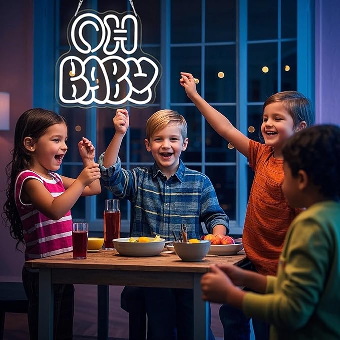 Oh Baby Neon Sign for Backdrop Wall Decor,OH Baby light up sign for Valentine’s Day, Nursery Wall Decor & Shower Backdrop for Arch Game Room Gift for Boy Girlfriend