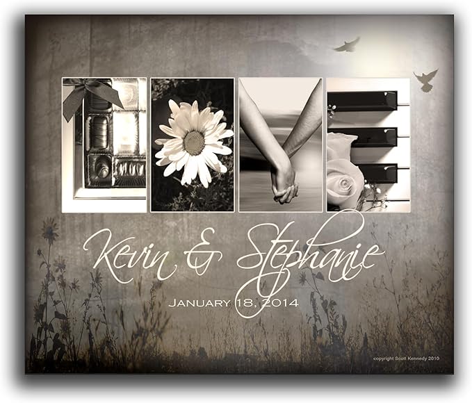 Personal-Prints LOVE LETTERS | Personalized Romantic Canvas Art Gift with Your Names | Custom for Valentine’s Day or Wedding Anniversary (16"x20" Stretched Canvas)