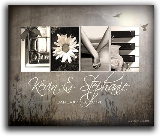 Personal-Prints LOVE LETTERS | Personalized Romantic Canvas Art Gift with Your Names | Custom for Valentine’s Day or Wedding Anniversary (16"x20" Stretched Canvas)