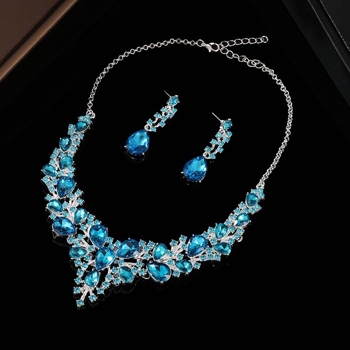 Kamirola Tiaras and Crowns for Women,Tiaras Earrings Necklace, Crystal Bridal Jewelry Set（TR83