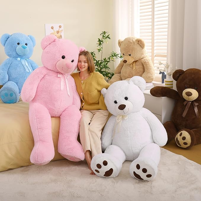Tezituor Giant 5 Feet Teddy Bear Stuffed Animal, Soft and Huggable Valentines Teddy Bear Plush for Girlfriend and Boyfriend, Classic Large Blue Teddy Bear Gift for Kids