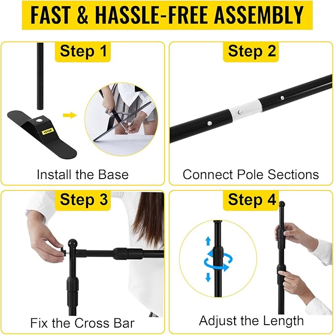 VEVOR Backdrop Banner Stand 8 x 8 Ft Adjustable Heavy Duty Background Stand with 1 Carrying Bag, Backdrop Stand for Parties Wedding Photo Booth Trade Show