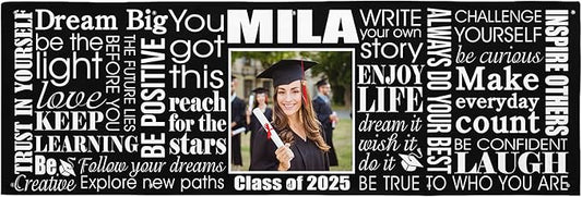 Let's Make Memories Personalized Graduation Banner - Graduation Party Decorations - Customized Congratulations Banner - Class of 2025 - Indoor/Outdoor Vinyl - Big Dreams - Black - 10 ft.