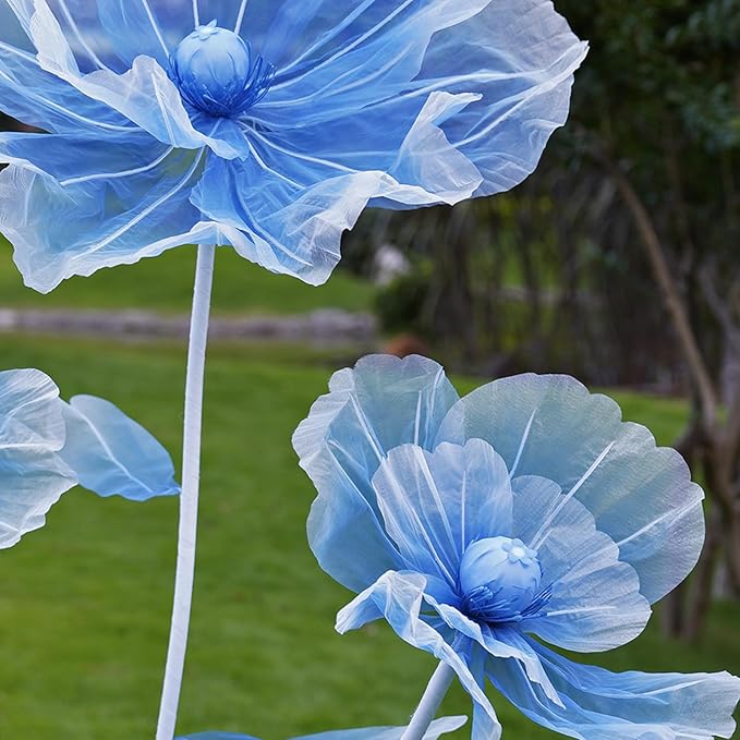 Giant Flowers for Decoration,Artificial Silk Flowers with Stand,Large Fake Floral Decor for Home Garden,Indoor Outdoor Party Birthday Wedding Backdrop (Gradient Blue)