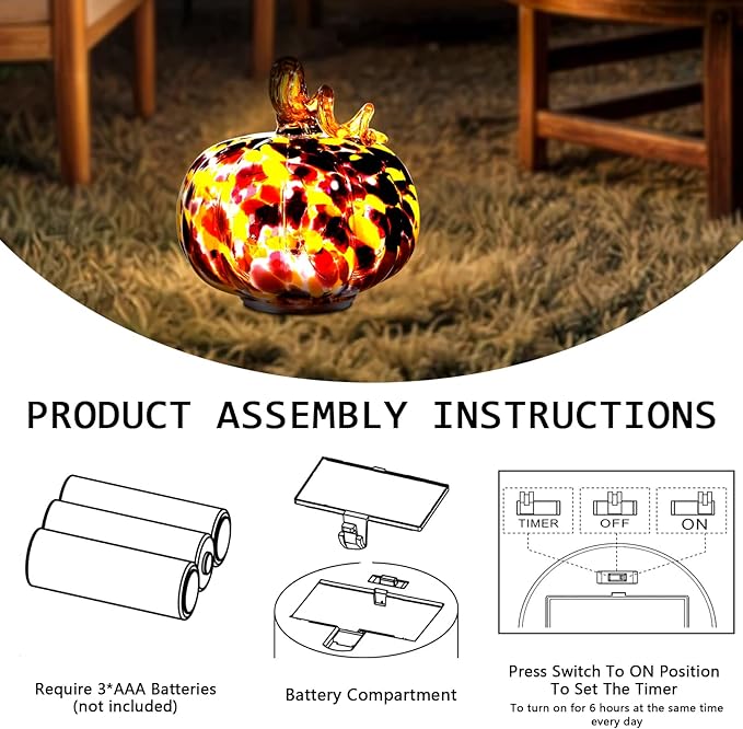 Handcrafted Glass Pumpkin with Warm LED Lights - Halloween & Thanksgiving Decor, Gift-Worthy Fall Home Decoration, 5.9-Inch Light-Up Tabletop Centerpiece (Vine Orange and Purple)