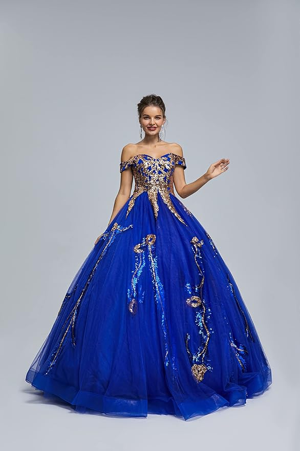 Engerla Women's Beading Sweetheart Ball Gown Tulle Layed Long Quinceanera Dress