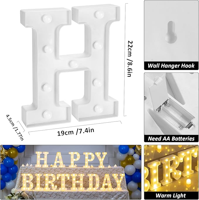 173pcs Happy Birthday LED Marquee Light Up Letters Sign Birthday Decorations with Crown Gold Foil Balloons and Banner for Anniversary Party Night Lamp Banquet Props