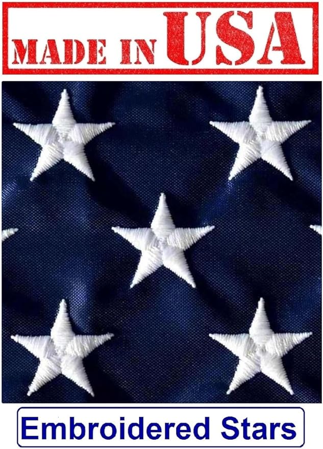 US Flag Factory - 4x6 FT US American Flag (Embroidered Stars, Sewn Stripes) Outdoor SolarMax Nylon Flag - Made in America - Premium Quality (4x6 FT)