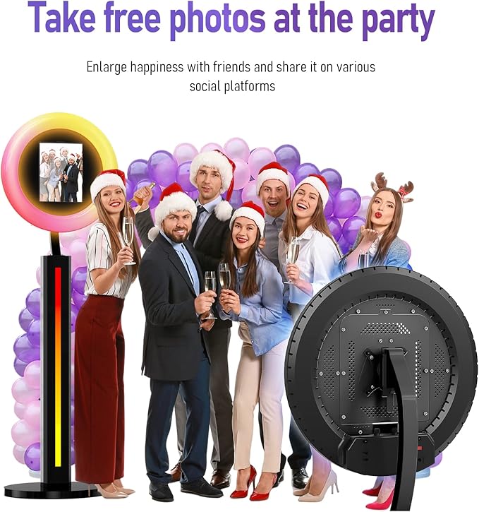 HARZHI Portable Photo Booth Compatible with Ipad, for Ipad Photo Booth Shell Stand Stand Provide Chacktok Photo Booth Software for Party and Wedding, Free Custom Logo, Flight Case