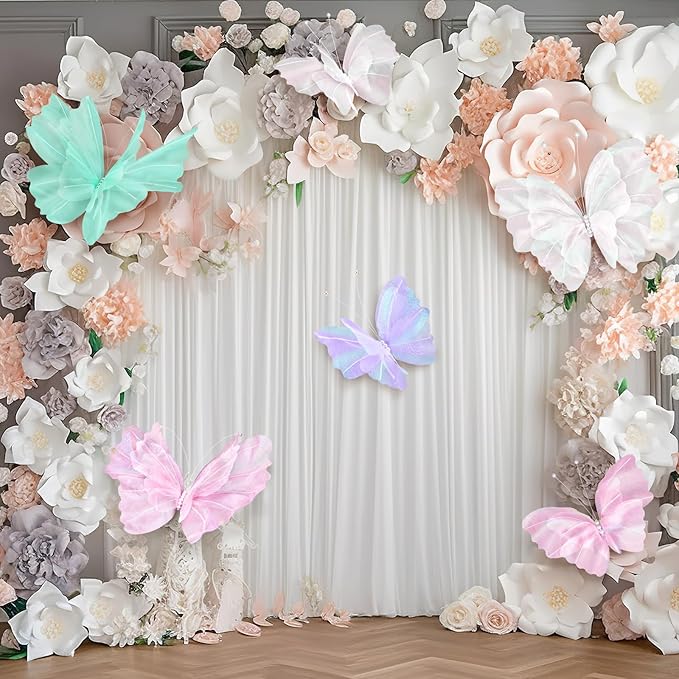 Geelin 6 Pcs Large Pastel Butterfly Decorations Mariposas Grandes para Decoracion 20 Inch 12 Inch Colorful 3D Silk Butterflies Decor for Baby Shower Birthday Party Wedding Decor, Assorted Color
