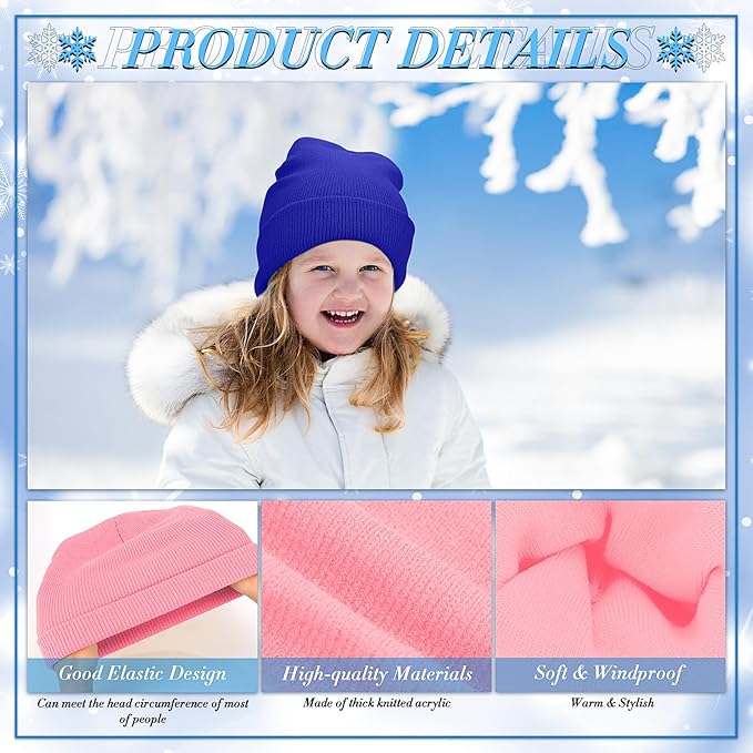 Xtinmee 100 Pcs Kids Winter Beanie and Gloves Bulk Warm Knit Hat Stretchy Full Fingers Gloves Pack Unisex Cold Weather Set