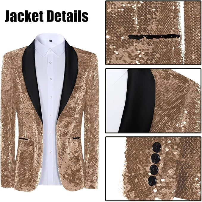 High-End Suits Sequins Men Tuxedo Sparkly Shawl Lapel Homecoming Suit Glitter 2 Pieces Party Prom Festival Blazer Pants