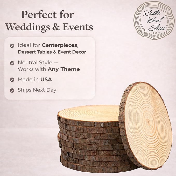 Set of (16) 9-11 inch Wood Slices for centerpieces! Wedding centerpieces, Bulk Wood Slices (9-11 inch Set of 16)