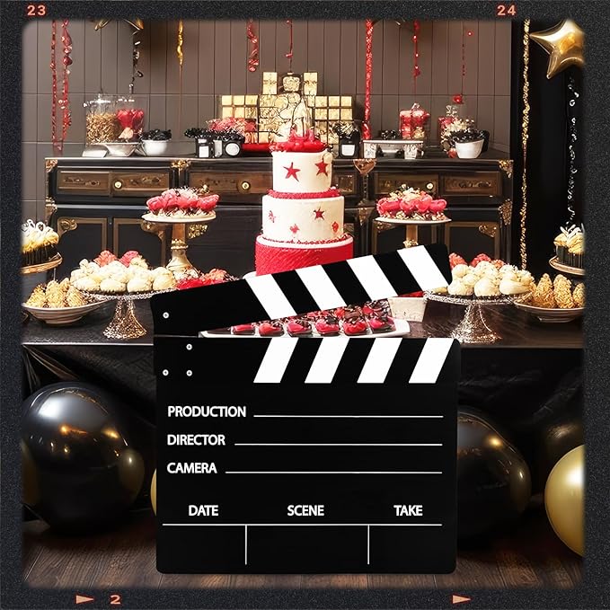Vicenpal 47.2 x 45.3 Inches Movie Film Clapboard Jumbo Plastic Clapper Board Movie Theme Party Decorations Directors Photography Studio Video TV Clapper Board Theater Props Decor for Photo Prop