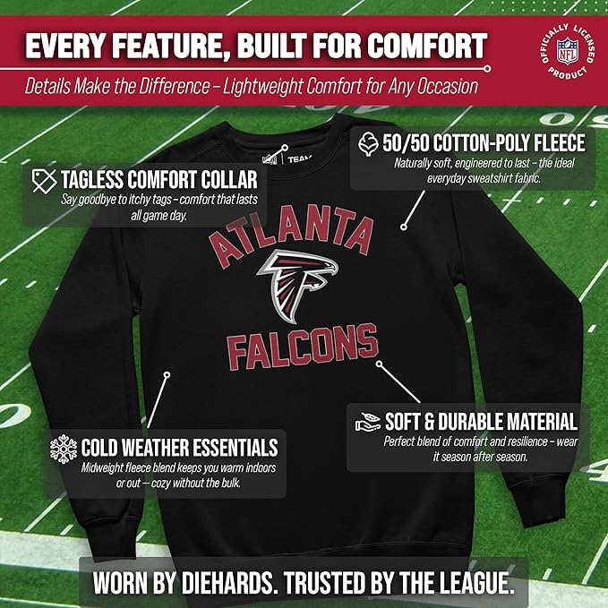 Team Fan Apparel NFL Adult Gameday Football Crewneck Sweatshirt - Cotton Blend - Stay warm, comfortable & stylish on game day