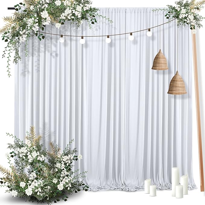 50 ft x 10 ft Wrinkle Free Silver Backdrop Curtain for Parties, Polyester Silver Grey Backdrop Drapes 10 Panels 5x10ft for Baby Shower Photoshoot Engagement Wedding Birthday Photography Background
