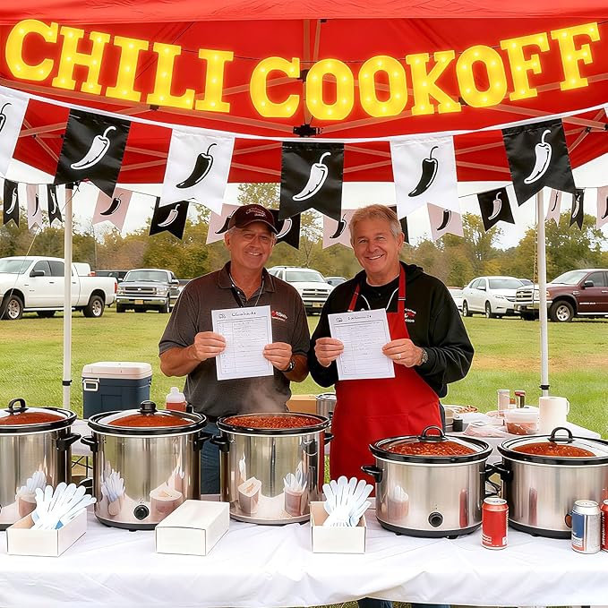 Honoson 12 Pcs Chili Cook off Party Decorations Chili Cook off LED Letter Lights Sign Table Centerpieces Decorations for Festival Mexican Fiesta Cooking Spicy Pepper Party Decoration