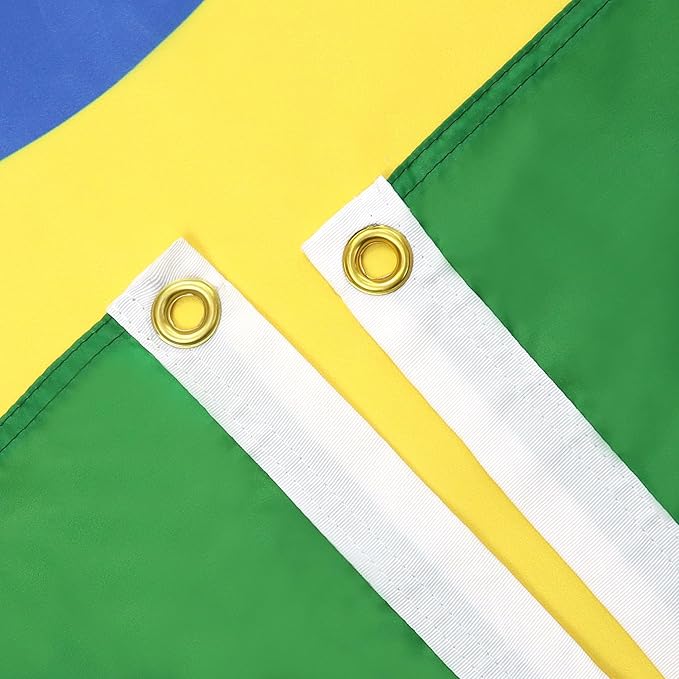 AZ FLAG Pack of 10 Brazil Flags - 90 x 60 cm - 100% Polyester Brazilian Flag with Integrated Metal Eyelets
