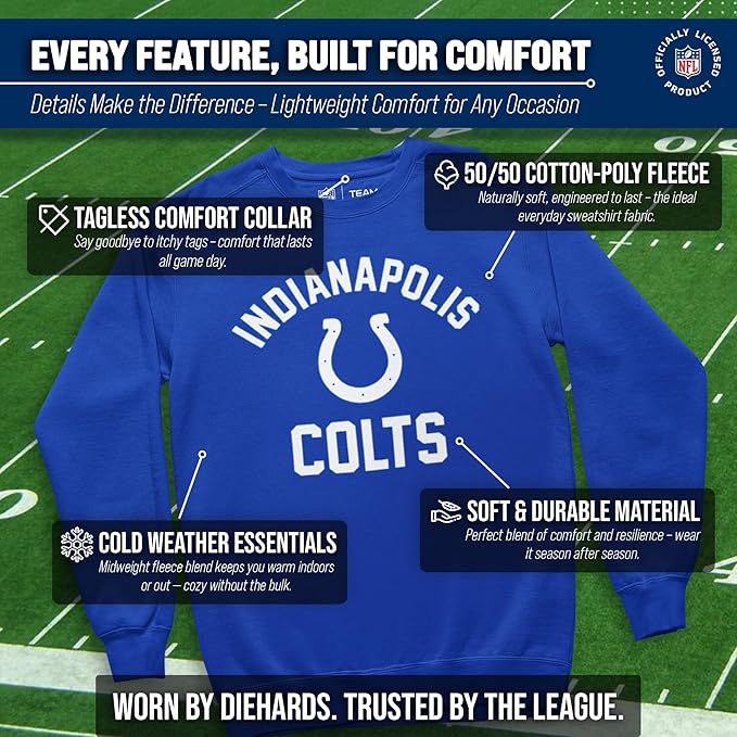 Team Fan Apparel NFL Adult Gameday Football Crewneck Sweatshirt - Cotton Blend - Stay warm, comfortable & stylish on game day