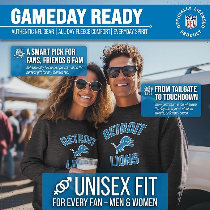 Team Fan Apparel NFL Adult Gameday Football Crewneck Sweatshirt - Cotton Blend - Stay warm, comfortable & stylish on game day