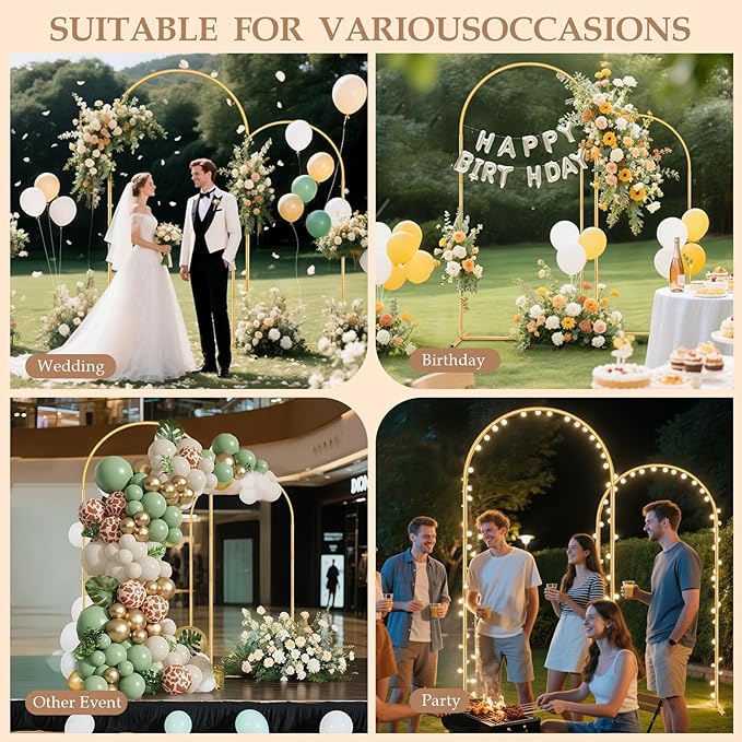 Metal Arch Backdrop Stand, 7.2FT+6FT Wedding Arch Stand, Set of 2 Backdrop Arch Stand, Metal Arch Stand for Valentines Day,Wedding Ceremony Birthday Party Baby Shower Graduation Ceremony Decoration