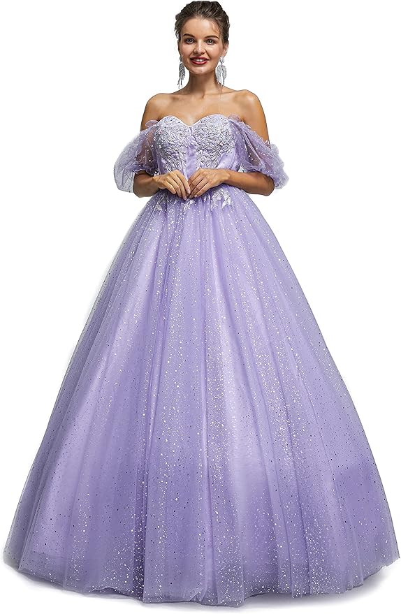 Engerla Women's Beading Sweetheart Ball Gown Tulle Layed Long Quinceanera Dress