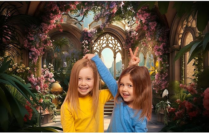 Scenery Photography Backdrop Blooming Flowers Background Garden Arched Door Wedding Bridal Shower Engaged Theme Party Background Lover Adult Wedding Photo Studio Props Backdrop 10x8ft