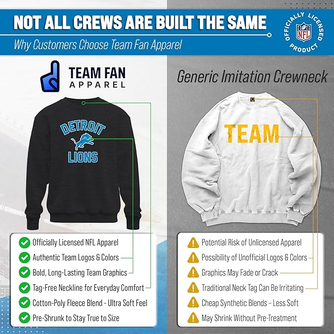 Team Fan Apparel NFL Adult Gameday Football Crewneck Sweatshirt - Cotton Blend - Stay warm, comfortable & stylish on game day