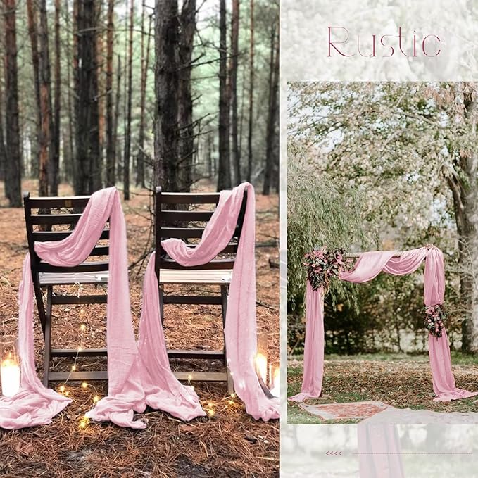 30 Pack Pink Table Runner 10Ft Cheesecloth Table Runner Boho Gauze Table Runner Long Cheese Cloth Table Runner Romantic Sheer Fabric Table Runners for Wedding Party Bridal Shower