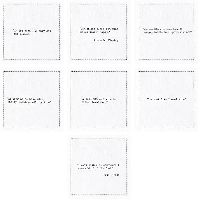 Five Star Funny Wine Quotes | White Cotton Cocktail Napkins | 50 Luxury Disposable Beverage Napkins with Witty Bar Quotes | Drink Napkins for Parties, Bars, Weddings & Game Nights