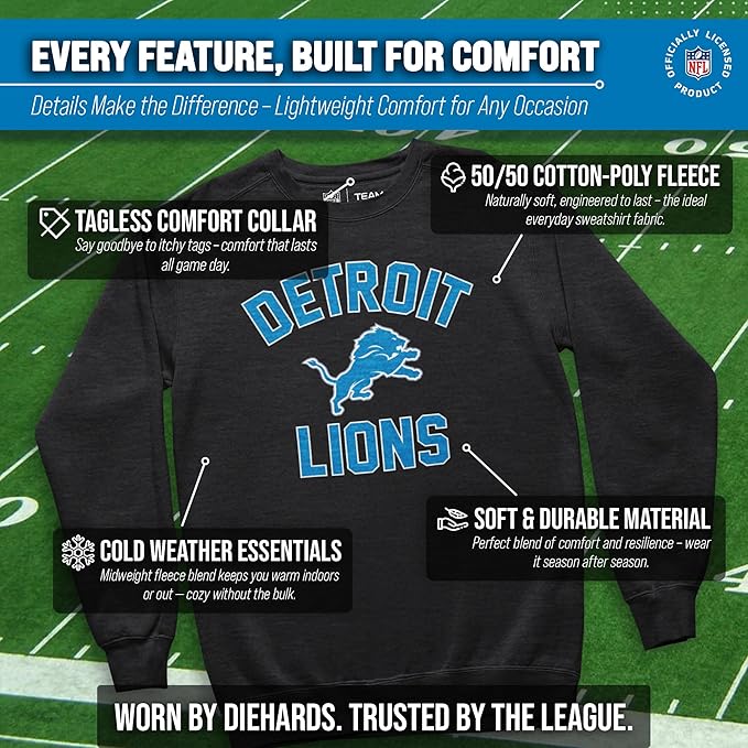 Team Fan Apparel NFL Adult Gameday Football Crewneck Sweatshirt - Cotton Blend - Stay warm, comfortable & stylish on game day