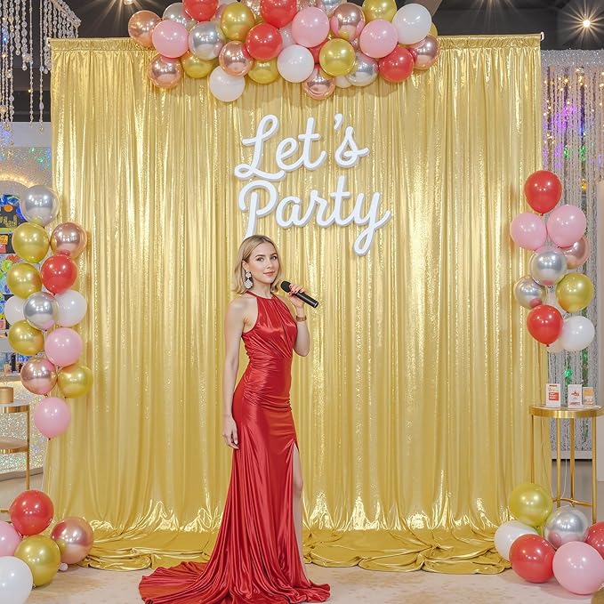 Besutolife 30×10 FT Gold Sequin Backdrop Curtains, Wrinkle-Free Heavy Party Backdrop Drapes No-shed Glitter Background for Wedding Birthday Graduation Bridal Baby Shower Christmas Photography Stage