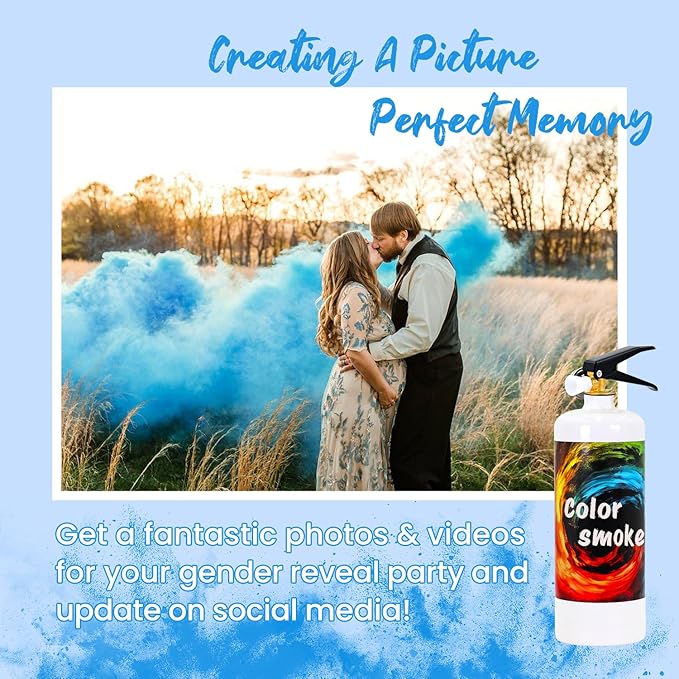Gender Reveal Fire Extinguisher Large Gender Reveal Smoke 2 Pack Blue Powder for Gender Reveal Party Ideas 2 Blue Smoke for Gender Reveal Boy or Girl Fire Extinguishers Baby Gender Reveal
