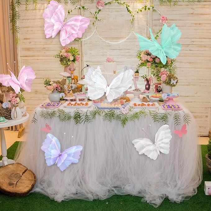 Geelin 6 Pcs Large Pastel Butterfly Decorations Mariposas Grandes para Decoracion 20 Inch 12 Inch Colorful 3D Silk Butterflies Decor for Baby Shower Birthday Party Wedding Decor, Assorted Color