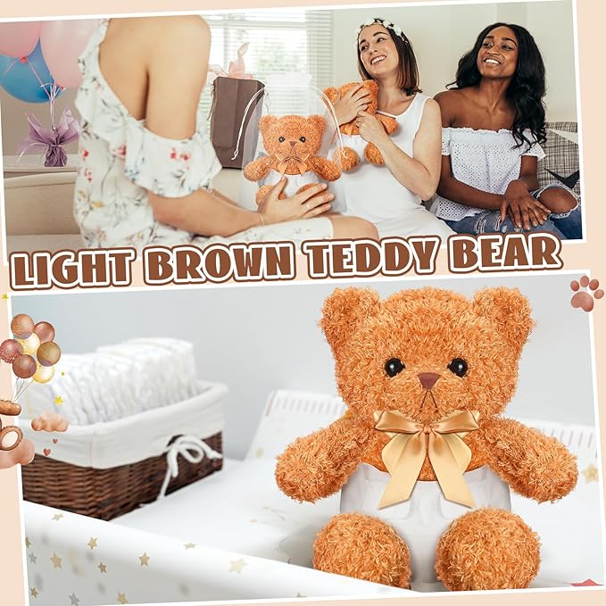 12 Sets Bear Blindfolded Diaper Changing Baby Shower Games Baby Dolls Diapers for Bridal Shower Gender Reveal Games Prizes Gifts for Adults Boys Girls (Brown)