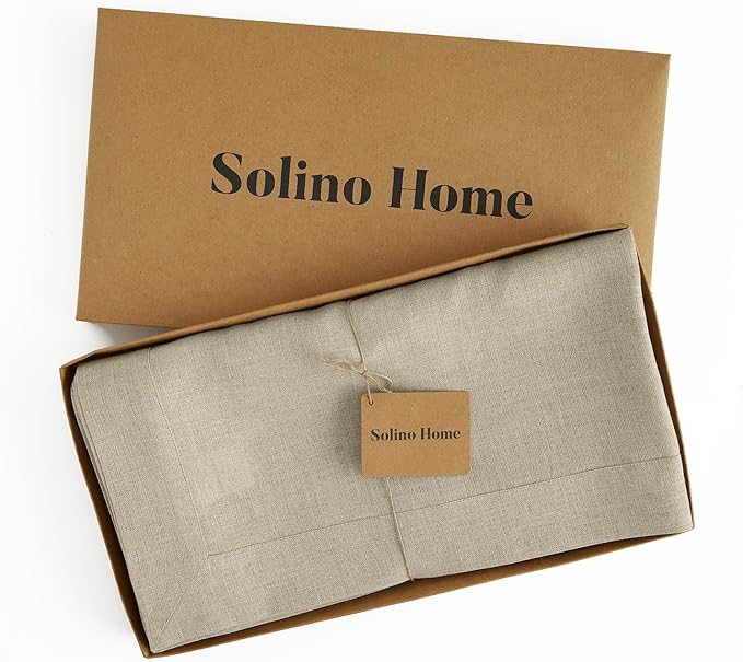 Solino Home Natural Linen Tablecloth 60 x 144 Inch - 100% Pure Linen Table Cloth for Rectangle Tables - Fete, Machine Washable Tablecloth for Spring, Easter