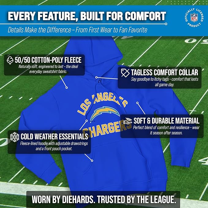 Team Fan Apparel NFL Adult Gameday Hooded Sweatshirt - Poly Fleece Cotton Blend - Stay Warm and Represent Your Team in Style