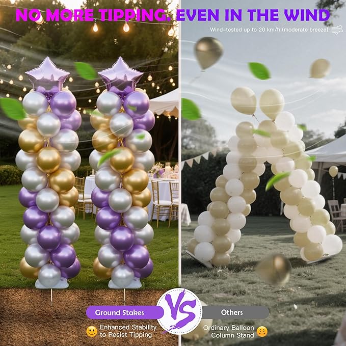 YALLOVE Balloon Column Stand Kit, Sets of 4 Telescoping Balloon Stand, Height Adjustable Balloon Tower Pillar with Reusable Metal Telescopic Design for Party Decoration