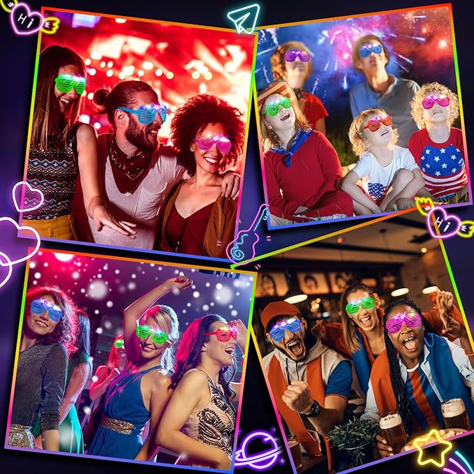 Valentines Day Gifts, 180 PCS New Year Light Up Glasses, Glow In The Dark Party Supplies, LED Glasses, Neon Flashing Glasses Bulk for Kids and Adults, Glow Glasses for Glow Party, Wedding, Birthday