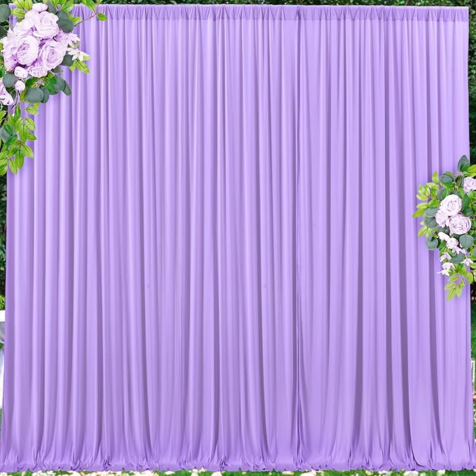 20 ft x 10 ft Wrinkle Free Lavender Backdrop Curtain for Parties, Polyester Light Purple Photo Backdrop Drapes 4 Panels 5x10ft for Baby Shower Photoshoot Wedding Birthday Party Photography Curtains