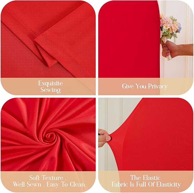 Red Arch Backdrop Cover Set of 3 - Spandex Arch Covers 7.2FT 6.6FT 6FT Stretchy Fabric Backdrop for Wedding Ceremony, Bridal Baby Shower, Birthday Party, Photo Booth Background Decor