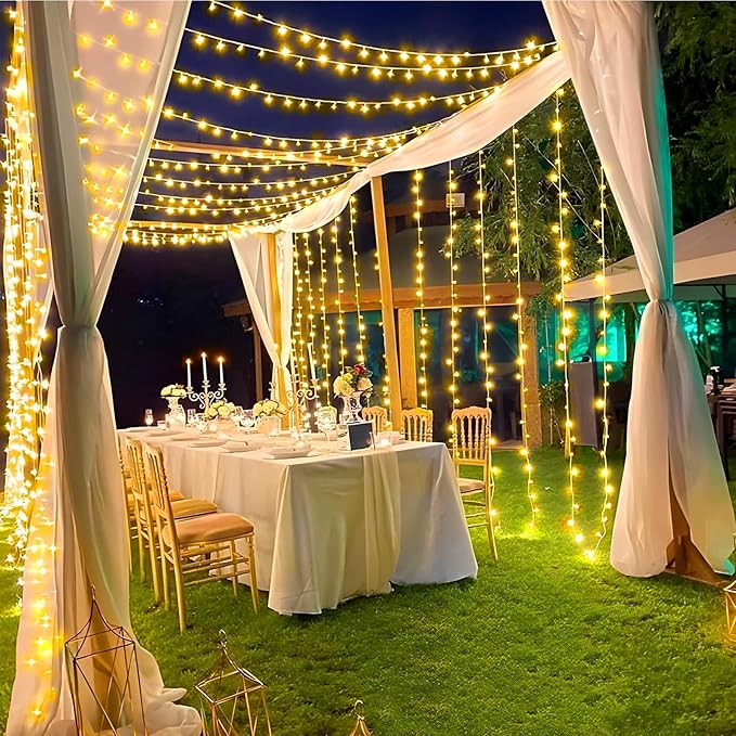 KNONEW 403ft 1000 LED Christmas String Lights Outdoor 8 Modes & Timer Fairy Light Plug in Waterproof LED Wedding Lights for Xmas Yard Tree Party Holiday Decor (Warm White)