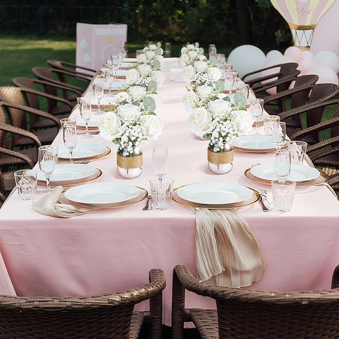 43 Pcs/ 6 Set Rose Mason Jar Table Centerpiece Mason Jar Vases Faux Floral with Rope Boho Rustic Flower Table Decoration for Reception Engagement Party Bridal Shower Wedding