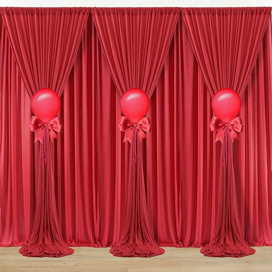 40ft x 10ft Wrinkle Free Red Backdrop Curtains for Parties, Polyester Photo Backdrop Drapes 8 Panels 5x10ft for Weddings Birthday Party Christmas Photography Background for Backdrop Stand