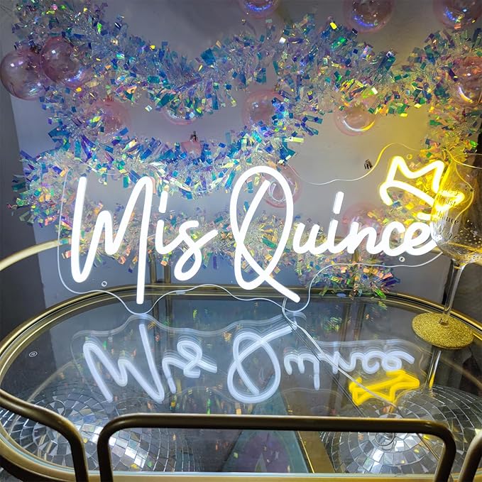 Mis Quince Neon Sign for Wall Decor,Happy Birthday Neon Signs for Bedroom Wall with Dimmable Switch for Any Age Children's Room, Bar, Party, Christmas, Wedding Decoration,54cm