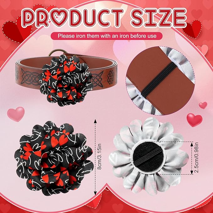 100 Pcs Valentine's Day Dog Bandanas & Flowers Set, Heart Love Pet Scarf Accessories for Dogs, Grooming, Party, Photo Props & Pet Shop Decorations